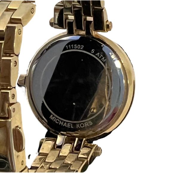 Michael Kors Mini Darci Watch Gold-Tone Glitz Stainless Steel Analog Crystal - Picture 6 of 6